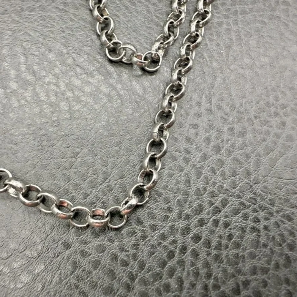 Lia Sophia Beaded Chain Necklace Silver Tone Blue Brown Faceted Beads 36 Inch